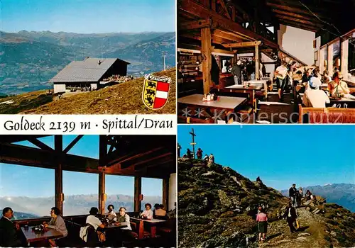 AK / Ansichtskarte 73856071 Goldeckhuette_2139m_Spittal_Drau_Kaernten_AT Berghuette Gipfelkreuz Fernsicht 