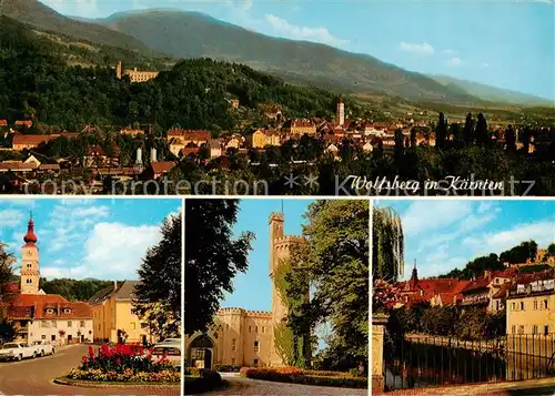 AK / Ansichtskarte  Wolfsberg_Kaernten_AT Panorama mit Schloss Stadtansicht Partie an der Lavant 