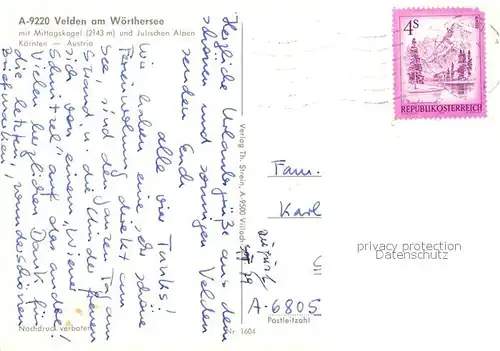AK / Ansichtskarte  Velden__Woerthersee_AT Panorama mit Mittagskogel und Julischen Alpen 