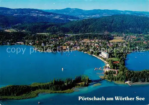 AK / Ansichtskarte  Poertschach_Woerthersee Blick auf den Ort mit Parkhotel und Strandbad Poertschach Woerthersee