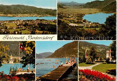 AK / Ansichtskarte 73856129 Bodensdorf_Ossiacher_See_AT Panorama Ferienort Erholungsgebiet am Fusse der Gerlitzen Badesteg Parkanlagen 