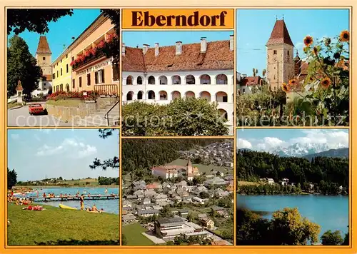 AK / Ansichtskarte  Eberndorf_Kaernten_AT Erholungsort im Jauntal Ortszentrum Innenhof Stift Kirche Gosselsdorfer See Klopeiner See 