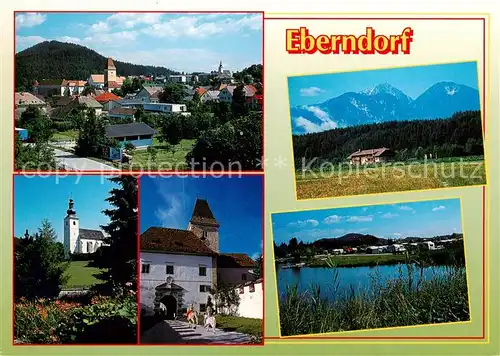AK / Ansichtskarte 73856148 Eberndorf_Kaernten_AT Ortsansichten mit Kirche Uferpartie am See Alpen 