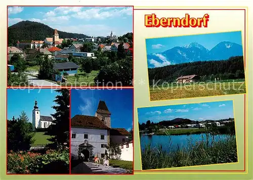 AK / Ansichtskarte  Eberndorf_Kaernten_AT Ortsansichten mit Kirche Uferpartie am See Alpen 