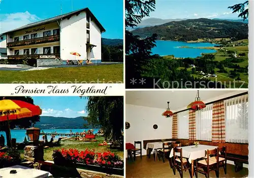 AK / Ansichtskarte 73856154 Keutschach_am_See_Kaernten_AT Pension Vogtland Terrasse Badestrand Panorama 