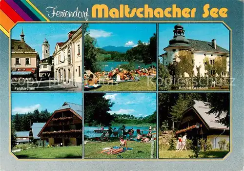 AK / Ansichtskarte 73856171 Feldkirchen_Kaernten Feriendorf am Maltschacher See Badestrand Schloss Gradisch Feldkirchen Kaernten