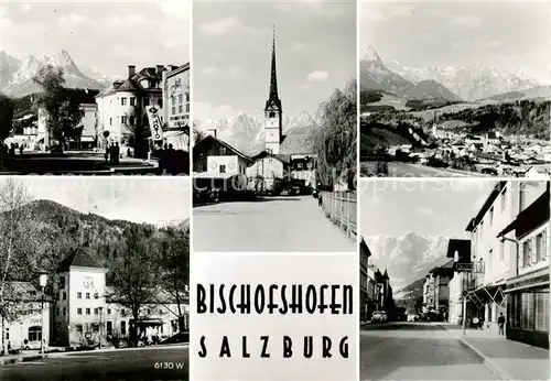 AK / Ansichtskarte  Bischofshofen_am_Zimmerberg_AT Teilansichten Hauptstrasse Kirche Panorama Alpen 