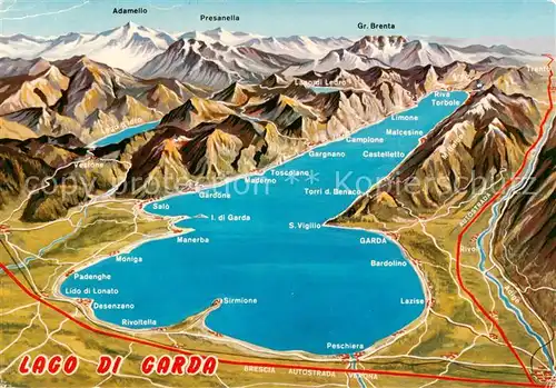 AK / Ansichtskarte 73856205 Lago_di_Garda Panorama Gardasee und Umgebung aus der Vogelperspektive Lago_di_Garda