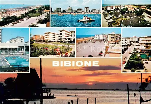 AK / Ansichtskarte  Bibione_IT Panorama Kueste Teilansichten Sonnenuntergang am Hafen 