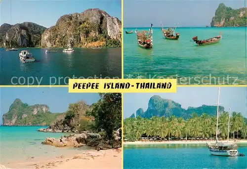 AK / Ansichtskarte  PeePee-Island_Thailand Panorama Strand Fischerboote Segelboot 