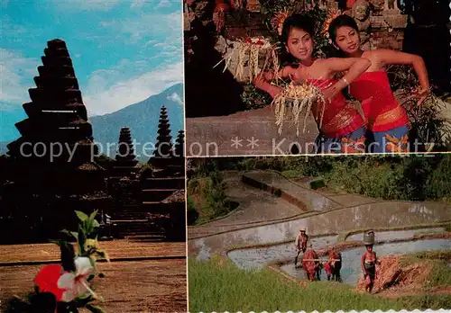 AK / Ansichtskarte 73856223 Bali__Indonesia Tempel Taenzerinnen Ochsenkarren 