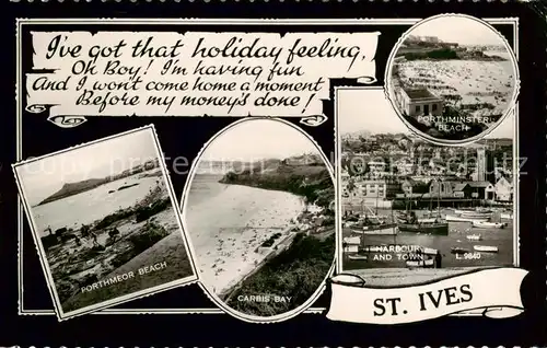 AK / Ansichtskarte  St_Ives_Cornwall_UK Portmeor Beach Carbis Bay Harbour and Town Porthminster Beach