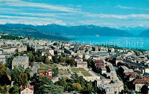 AK / Ansichtskarte  Lausanne_VD Vue aérienne générale Lac Léman et les Alpes Lausanne VD