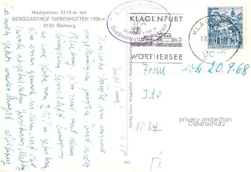 AK / Ansichtskarte  Bleiburg_Kaernten_AT Berggasthof Siebenhuetten Hochpetzen 