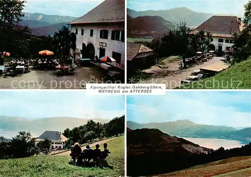 AK / Ansichtskarte  Weyregg_Attersee_Oberoesterreich_AT Alpengasthof Kogler Freiterrasse Panorama 