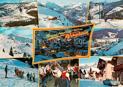 AK / Ansichtskarte  Wagrain__Salzburg_AT Skiparadies Schlepplift Skischule Tanz Panorama Ortspartie 