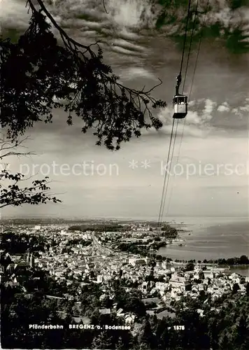 AK / Ansichtskarte  Bregenz_Vorarlberg_Bodensee Panorama mit Pfaenderbahn 