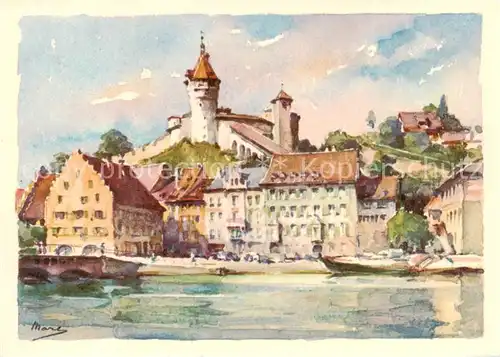 AK / Ansichtskarte  Schaffhausen__SH Schloss Munot Kuenstlerkarte 