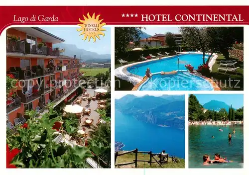 AK / Ansichtskarte 73856573 Nago_Lago_di_Garda_IT Hotel Continental Schwimmbad Seepartie Panorama 