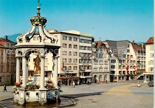 AK / Ansichtskarte  Einsiedeln__SZ Marienbrunnen und Dorfpartie 