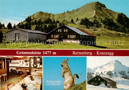 AK / Ansichtskarte  Gruentenhuette_1477m_Burgberg_Allgaeu Rettenberg Kranzegg Gaststube Wolperdinger vom Gruenten Panorama 