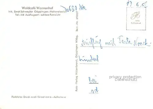 AK / Ansichtskarte  Hohenstaufen Waldcafe Wannenhof Hohenstaufen