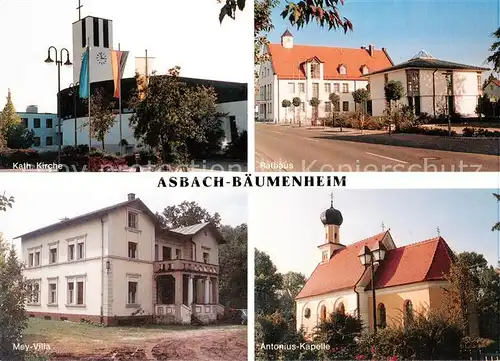 AK / Ansichtskarte 73856784 Asbach-Baeumenheim Kath Kirche Rathaus Mey Villa Antonius Kapelle Asbach-Baeumenheim