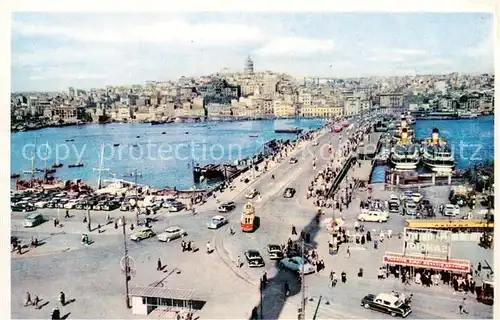 AK / Ansichtskarte 73856892 Istanbul_Constantinopel_TK Galata Bridge and the Golden Horn 