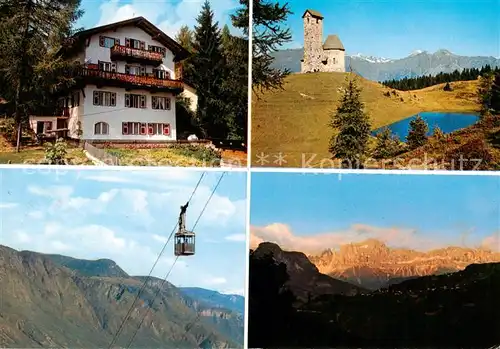 AK / Ansichtskarte  Meran_Merano_IT Gaestehaus Pension Haus Mair Seilbahn Lana Vigiljoch Jocher Kirchl Panorama Blick gegen Rosengarten 