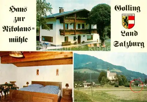 AK / Ansichtskarte  Golling__Salzach_AT Haus Nikolausmuehle Gaestehaus Pension Kirche 