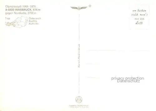 AK / Ansichtskarte  Innsbruck_Tirol_AT Olympiastadt 1964 - 1976 Blick gegen Nordkette 