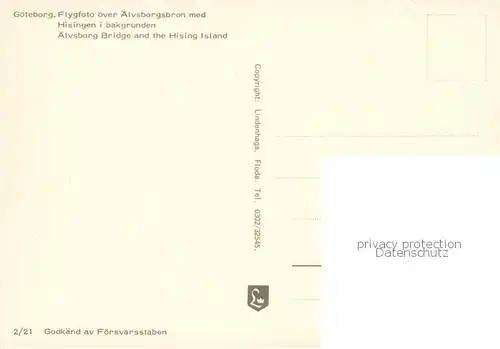 AK / Ansichtskarte  Goeteborg aelvsborg Bridge and the Hising Island Goeteborg