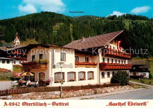 AK / Ansichtskarte 73857231 Obertilliach Gasthof Edelweiss Golzentip-Bahn Obertilliach