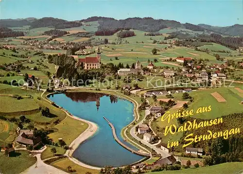 AK / Ansichtskarte  Waldhausen_Strudengau_Oberoesterreich_AT Erholungsort im Muehlviertel Schlossberg Barockkirche 17. Jhdt. Badesee 