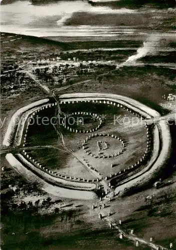 AK / Ansichtskarte  Avebury_Wiltshire_UK Avebury in prehistoric times Reconstruction by Alan Sorell