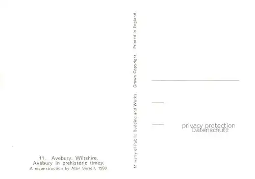 AK / Ansichtskarte  Avebury_Wiltshire_UK Avebury in prehistoric times Reconstruction by Alan Sorell 