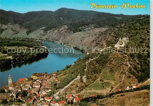 AK / Ansichtskarte  Duernstein_Wachau_AT Panorama Pfarrkirche Maria Himmelfahrt ehemalige Stiftskirche Barock Ruine Duernstein Koenig Richard Loewenherz 