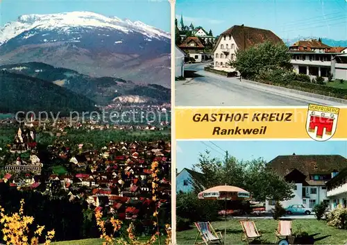 AK / Ansichtskarte 73857300 Rankweil_Vorarlberg Gesamtansicht mit Alpenpanorama Gasthof Kreuz Rankweil Vorarlberg
