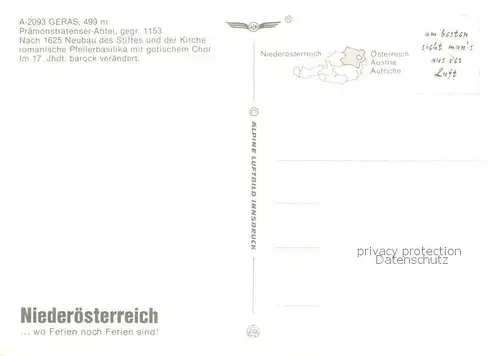 AK / Ansichtskarte  Geras_Niederoesterreich_AT Praemonstratenser-Abtei 12. Jhdt. 