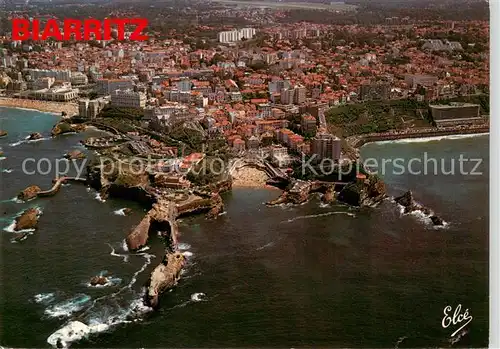 AK / Ansichtskarte  Biarritz_Pyrenees_Atlantiques Vue aérienne sur le Rocher de la Vierge Biarritz_Pyrenees