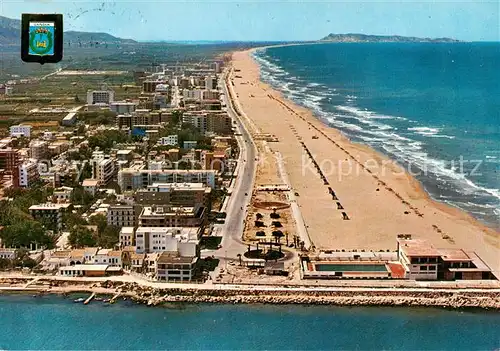 AK / Ansichtskarte  Gandia_ES La playa y el porto vista aérea 