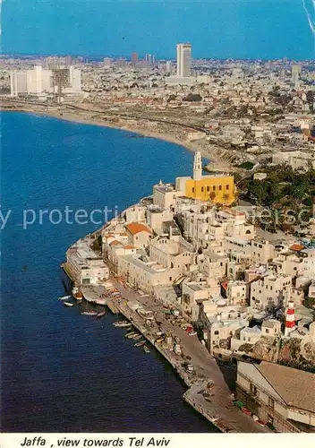 AK / Ansichtskarte  Jaffa_Tel-Aviv_Israel Old Jaffa Port view towards Tel Avic with the Shalom Tower aerial view 