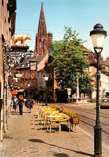 AK / Ansichtskarte  Freiburg_Breisgau Oberlinden Gasthaus Zum Baeren Muenster Freiburg Breisgau