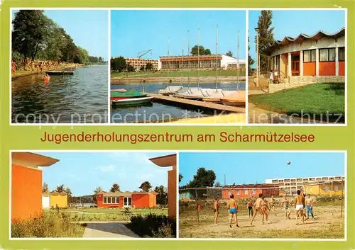 AK / Ansichtskarte 73857437 Wendisch_Rietz Jugenderholungsheim am Scharmuetzelsee Strand Hafen Strandcafe Bungalows Volleyballplatz Wendisch Rietz