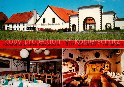 AK / Ansichtskarte  Heiningen_Wolfenbuettel Klosterhaehnchen Restaurant Alte Schmiede Speisesaal Jaegerzimmer Heiningen Wolfenbuettel