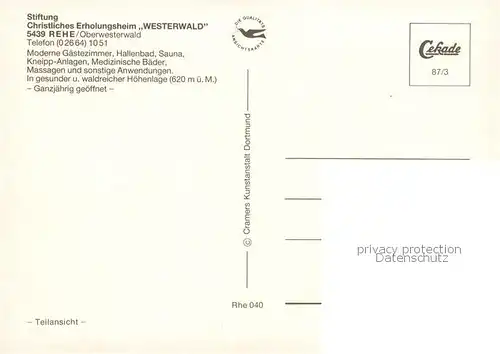 AK / Ansichtskarte 73857455 Rehe_Westerwald Stiftung Christl Erholungsheim Westerwald Rehe_Westerwald