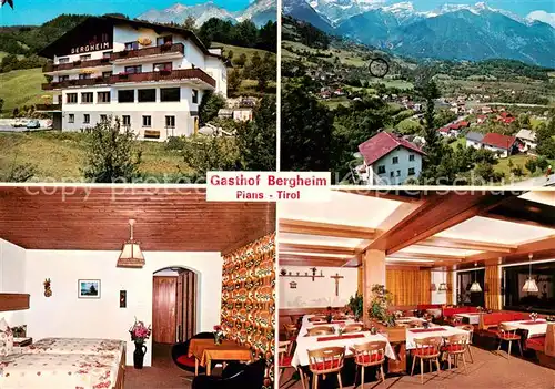 AK / Ansichtskarte 73857491 Pians_Tirol_AT Gasthof Bergheim Panorama Gaestezimmer Gastraum 