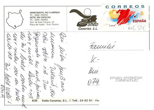 AK / Ansichtskarte 73857519 Playa_del_Ingles_Gran_Canaria_ES Aparthotel Riu Flamingo Hotel Riu Papayas 