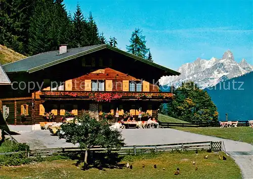 AK / Ansichtskarte  Flachau Almgasthaus Sattelbauer Dachsteinmassiv Bischofsmuetze Flachau