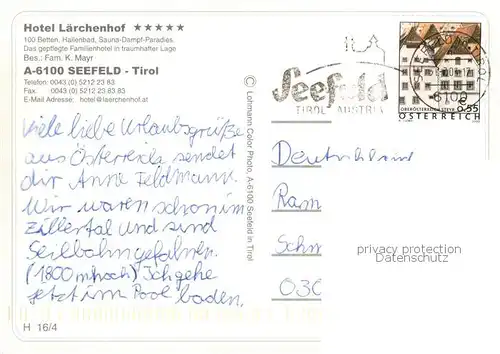 AK / Ansichtskarte  Seefeld_Tirol Hotel Laerchenhof Seefeld Tirol